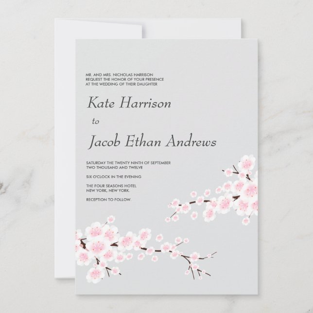 Cherry Blossom Wedding Invitation (Front)