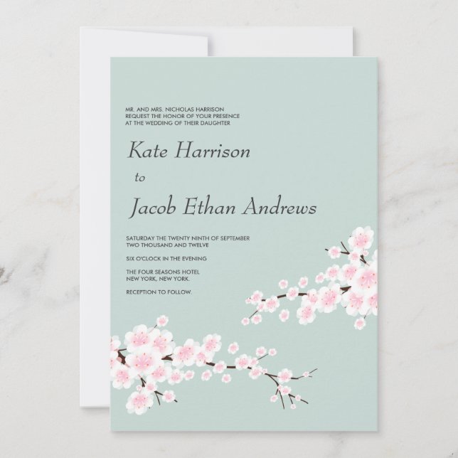 Cherry Blossom Wedding Invitation (Front)