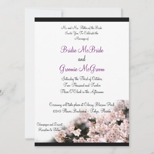 Cherry Blossom Wedding Personalized Invitation