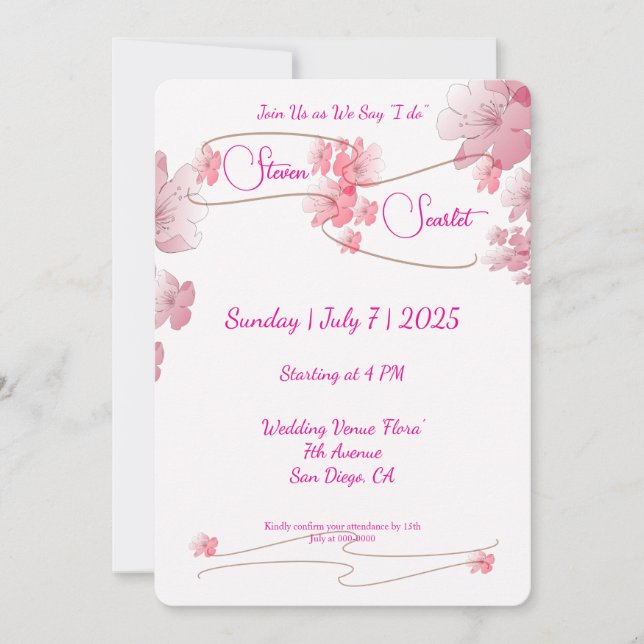 Cherry Blossom Wedding Invitation (Front)