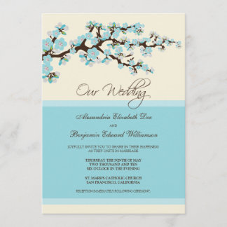 Cherry Blossom Wedding Invitation (blue)