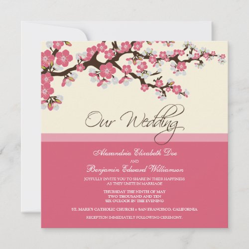 Cherry Blossom Wedding Invitation pink