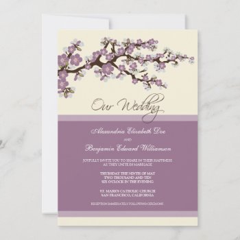 Cherry Blossom Wedding Invitation (purple) by TheWeddingShoppe at Zazzle