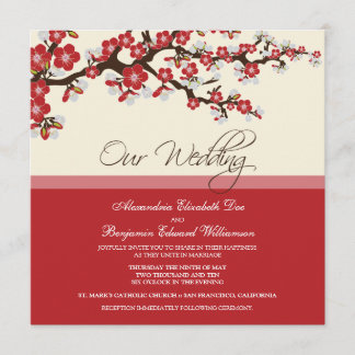 Cherry Blossom Wedding Invitation (red)