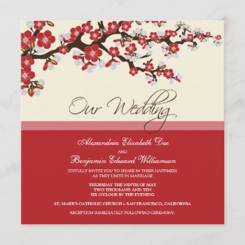 Cherry Blossom Wedding Invitation (red) by TheWeddingShoppe at Zazzle
