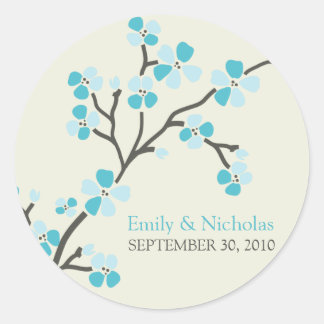Cherry Blossom Wedding Invitation Seal 2 (aqua)