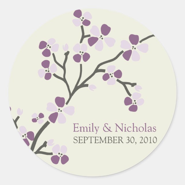 Cherry Blossom Wedding Invitation Seal 2 (plum) (Front)
