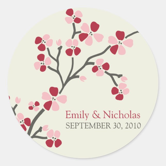 Cherry Blossom Wedding Invitation Seal 2 (red) (Front)