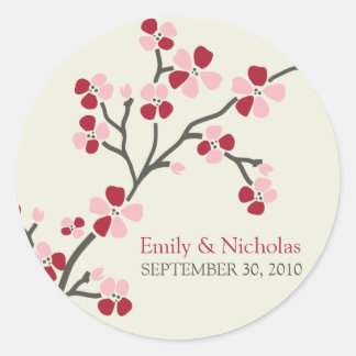 Cherry Blossom Wedding Invitation Seal 2 (red)