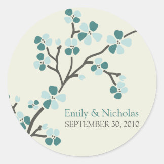 Cherry Blossom Wedding Invitation Seal 2 (teal)
