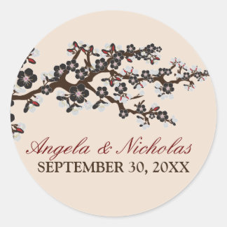 Cherry Blossom Wedding Invitation Seal (black)