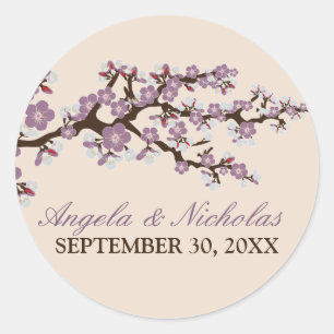 Cherry Blossom Wedding Invitation Seal (purple)
