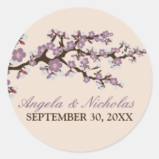Cherry Blossom Wedding Invitation Seal (purple)