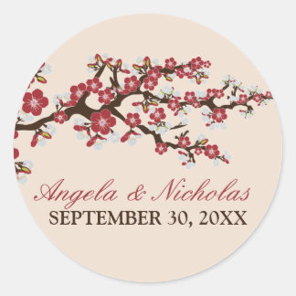 Cherry Blossom Wedding Invitation Seal (red)
