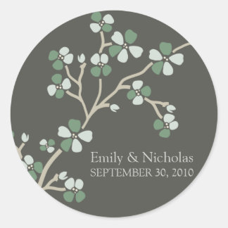 Cherry Blossom Wedding Invitation Seal (sage)