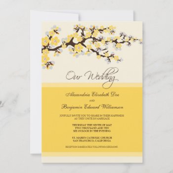 Cherry Blossom Wedding Invitation (yellow) by TheWeddingShoppe at Zazzle