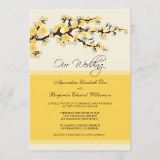 Cherry Blossom Wedding Invitation (yellow)