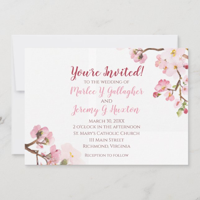 Cherry Blossom Wedding Invitations  (Front)