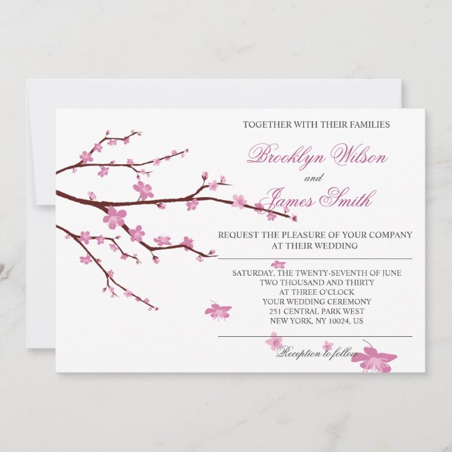 Cherry Blossom Wedding Invitations (Front)