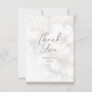 Cherry Blossom Wedding Monogram Thank You Card