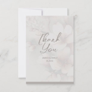 Cherry Blossom Wedding Monogram Thank You Card