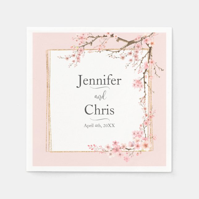 Cherry Blossom Wedding Napkins (Front)