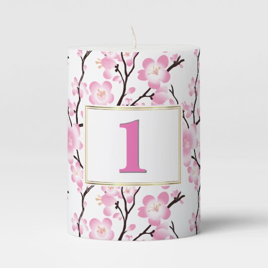 Cherry Blossom Wedding Occasion Table Decor Candle Zazzle Com