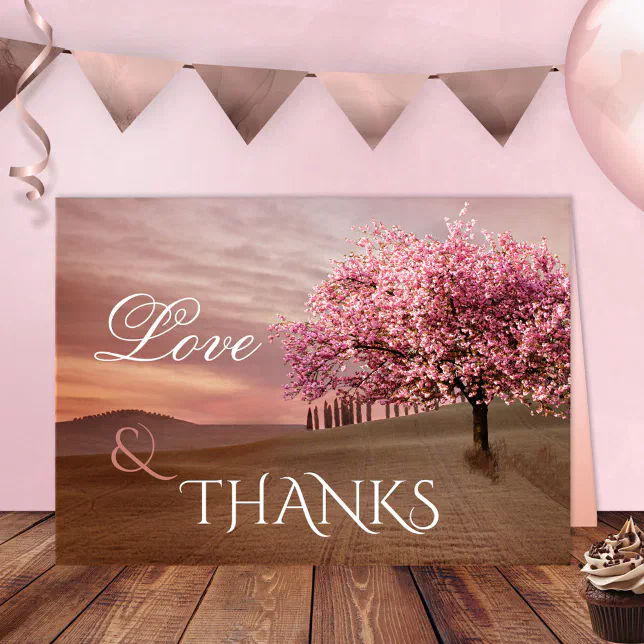 Cherry Blossom Wedding Photo Thank You Card | Zazzle