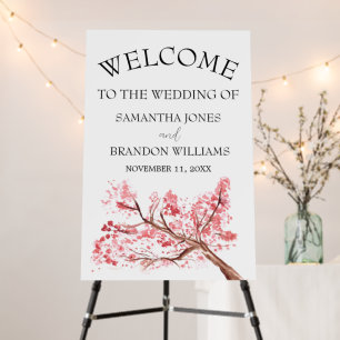 Cherry Blossom Wedding Pink Floral Welcome Sign 