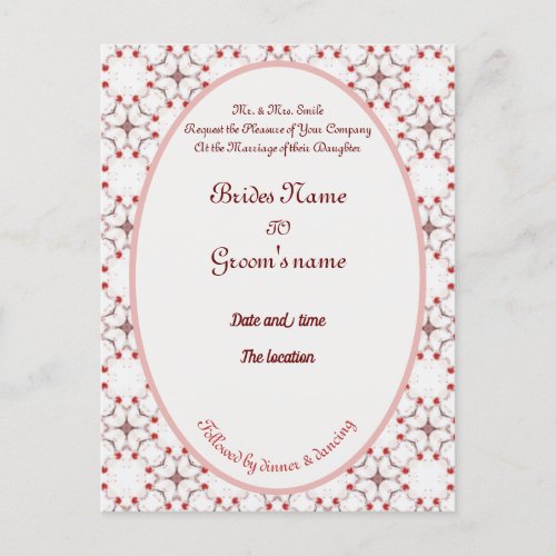 cherry blossom wedding red and white elegant invit postcard