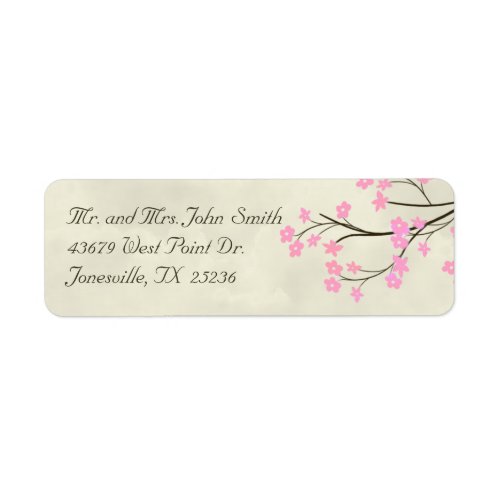 Cherry Blossom Wedding Return Address Labels