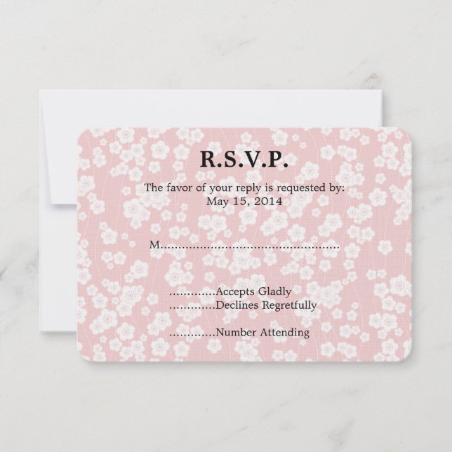 Cherry Blossom Wedding RSVP Card (Front)