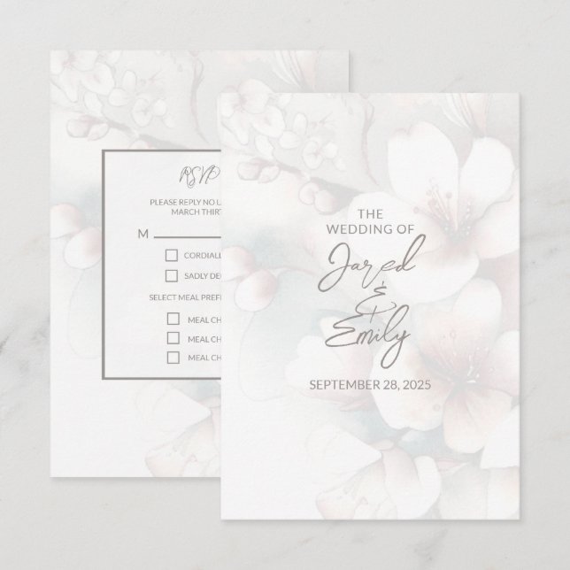 Cherry Blossom Wedding RSVP Card (Front/Back)