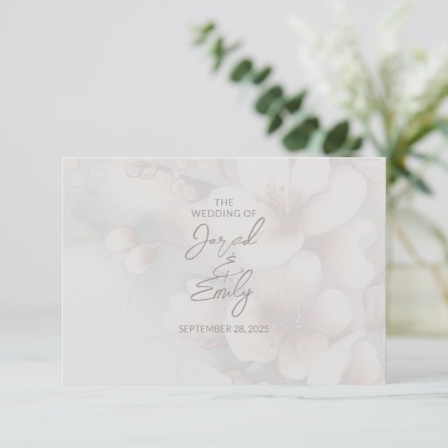 Cherry Blossom Wedding RSVP Card (Standing Front)