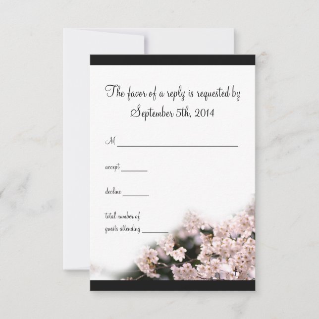 Cherry Blossom Wedding RSVP Card (Front)