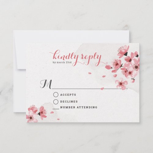 Cherry Blossom Wedding RSVP Card