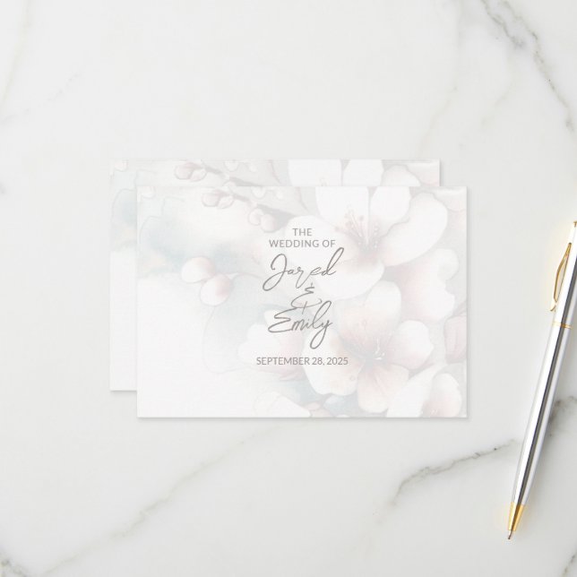 Cherry Blossom Wedding RSVP Card (Front/Back In Situ)