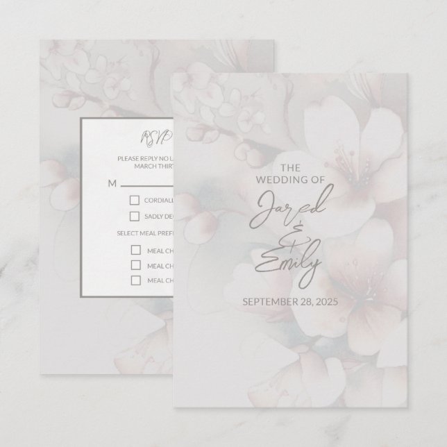 Cherry Blossom Wedding RSVP Card (Front/Back)