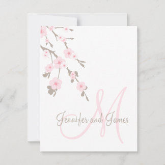 Cherry Blossom Wedding RSVP Cards Monogram