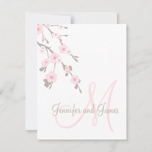 Cherry Blossom Wedding RSVP Cards Monogram