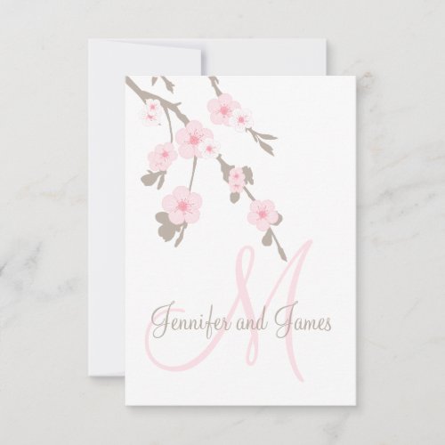 Cherry Blossom Wedding RSVP for Square Cards Personalized Invites