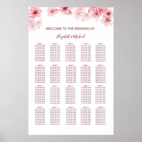 Cherry Blossom Wedding Seating Chart