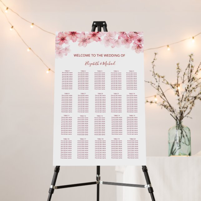 Cherry Blossom Wedding Seating Chart Foam Board (In Situ (Stand))