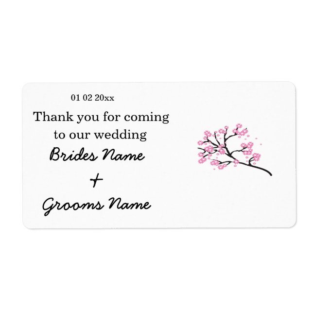 Cherry Blossom Wedding Souvenirs Gifts Giveaways Label (Front)
