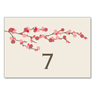 Cherry Blossom Wedding Table Number Card