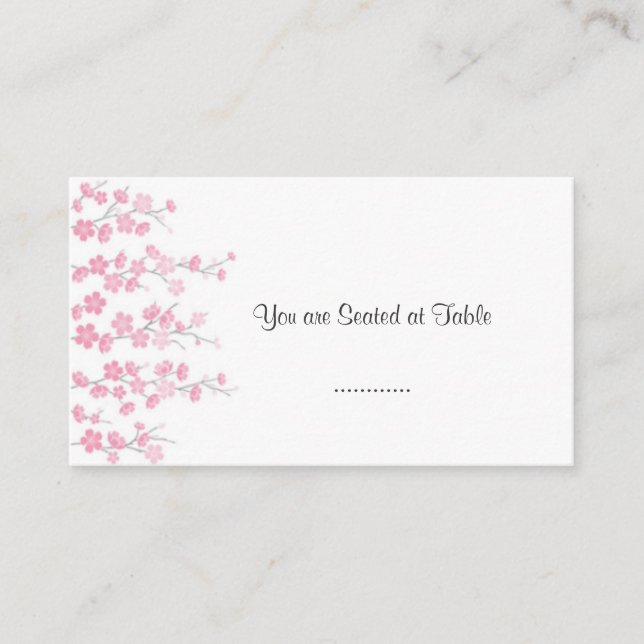 cherry blossom; wedding table seating place card (Front)
