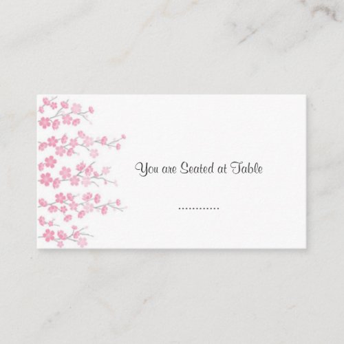 cherry blossom; wedding table seating business cards