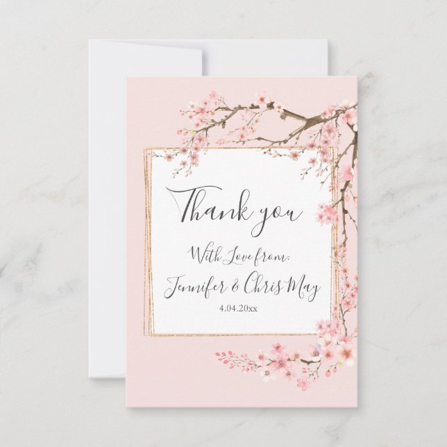 Cherry Blossom Wedding  Thank You Card (Front)