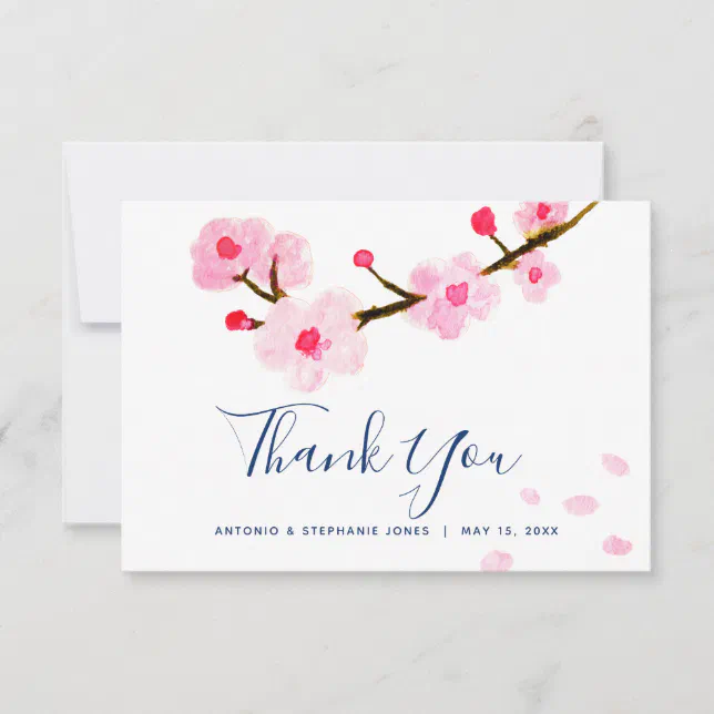 Cherry Blossom Wedding Thank You Card | Zazzle
