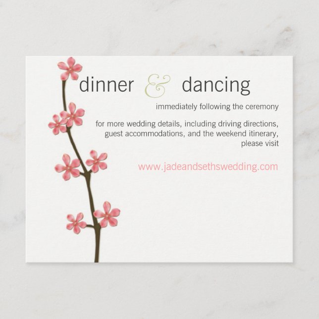 cherry blossom wedding website profile card (Front)
